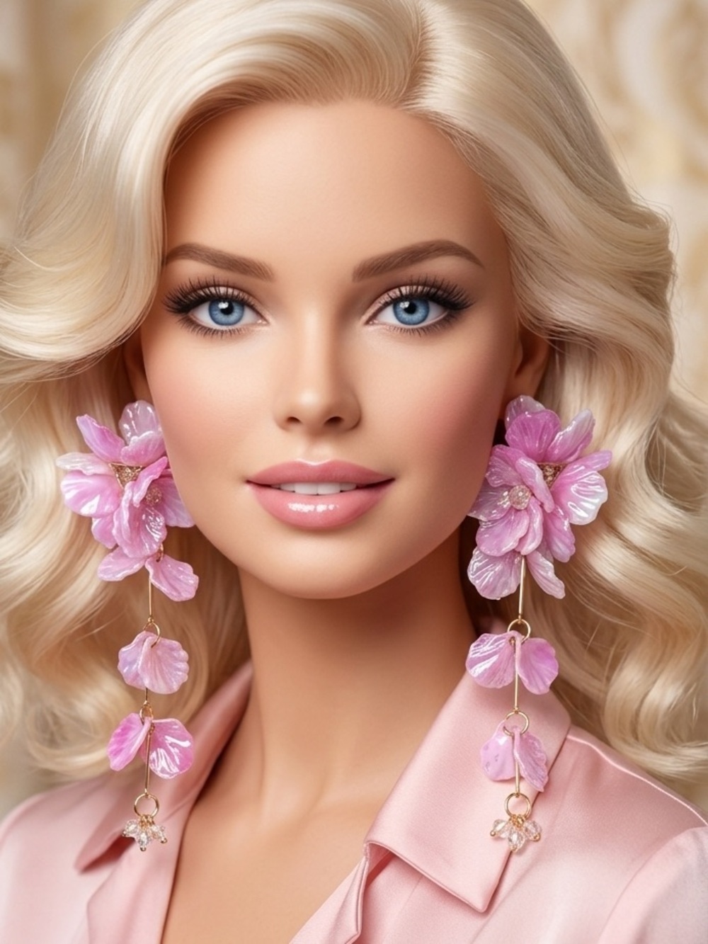 Pink Floral Drop Earrings